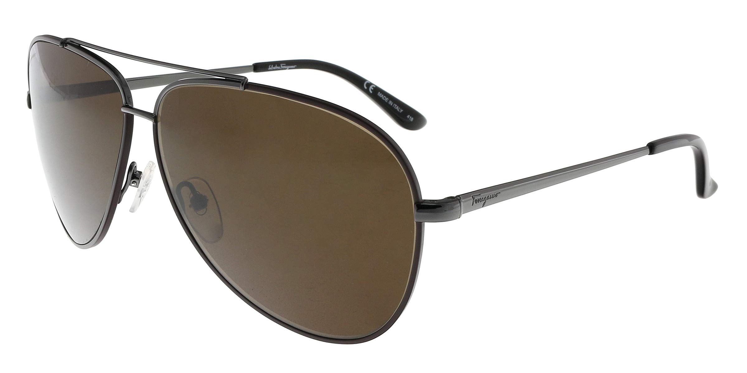 Salvatore Ferragamo Aviator Sunglasses SF131S 067 Gunmetal/Cocoa 60mm 131