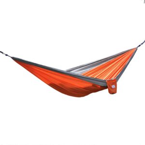 outereq portable lightweight nylon fabric 400lb double hammock travel camping hammock (grey/orange, approx 295 x 198cm)