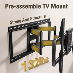 Mounting Dream UL Listed TV Wall Mount Bracket for Most 42-90 Inch TVs, Full Motion TV Mount with Articulating Arms, Max VESA 600x400mm and 132 lbs, Fits 16", 18", 24" Studs, MD2298