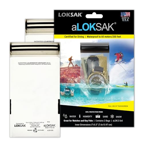 LOKSAK - aLOKSAK Waterproof Cellphone Dry Bags - Airtight Underwater Phone Pouch - Touch Screen Compatible - Diving Certified (2-Pack - 3in x 6in)