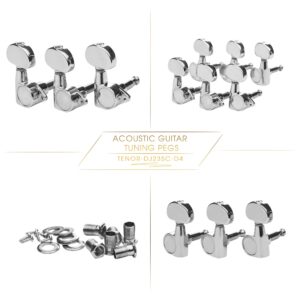 DJ235C-D4 TENOR Acoustic Guitar Tuners, Tuning Key Pegs/Machine Heads for Acoustic Guitar with Chrome Plated Finish and Chrome Plated Buttons.