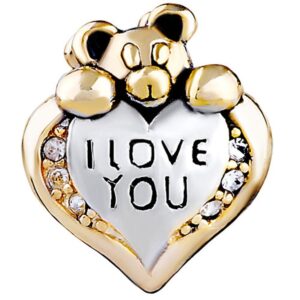 CharmSStory Heart I Love You Teddy Bear Charm Beads for Bracelets