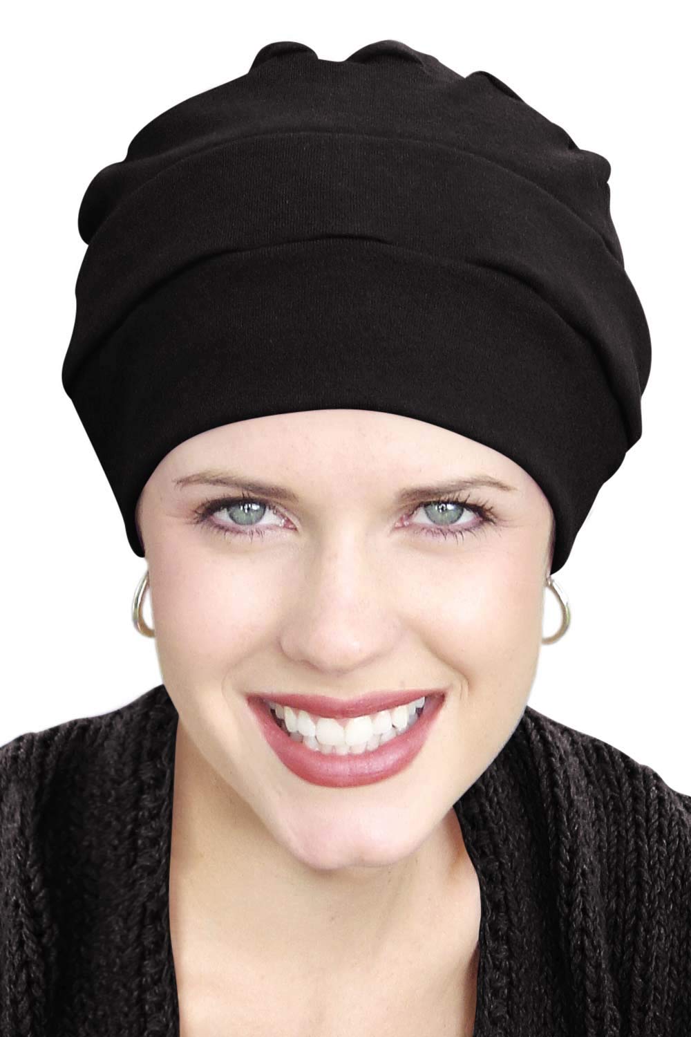 Headcovers Unlimited 100% Cotton Three Seam Turban | Chemo Turbans for Cancer Patients Black