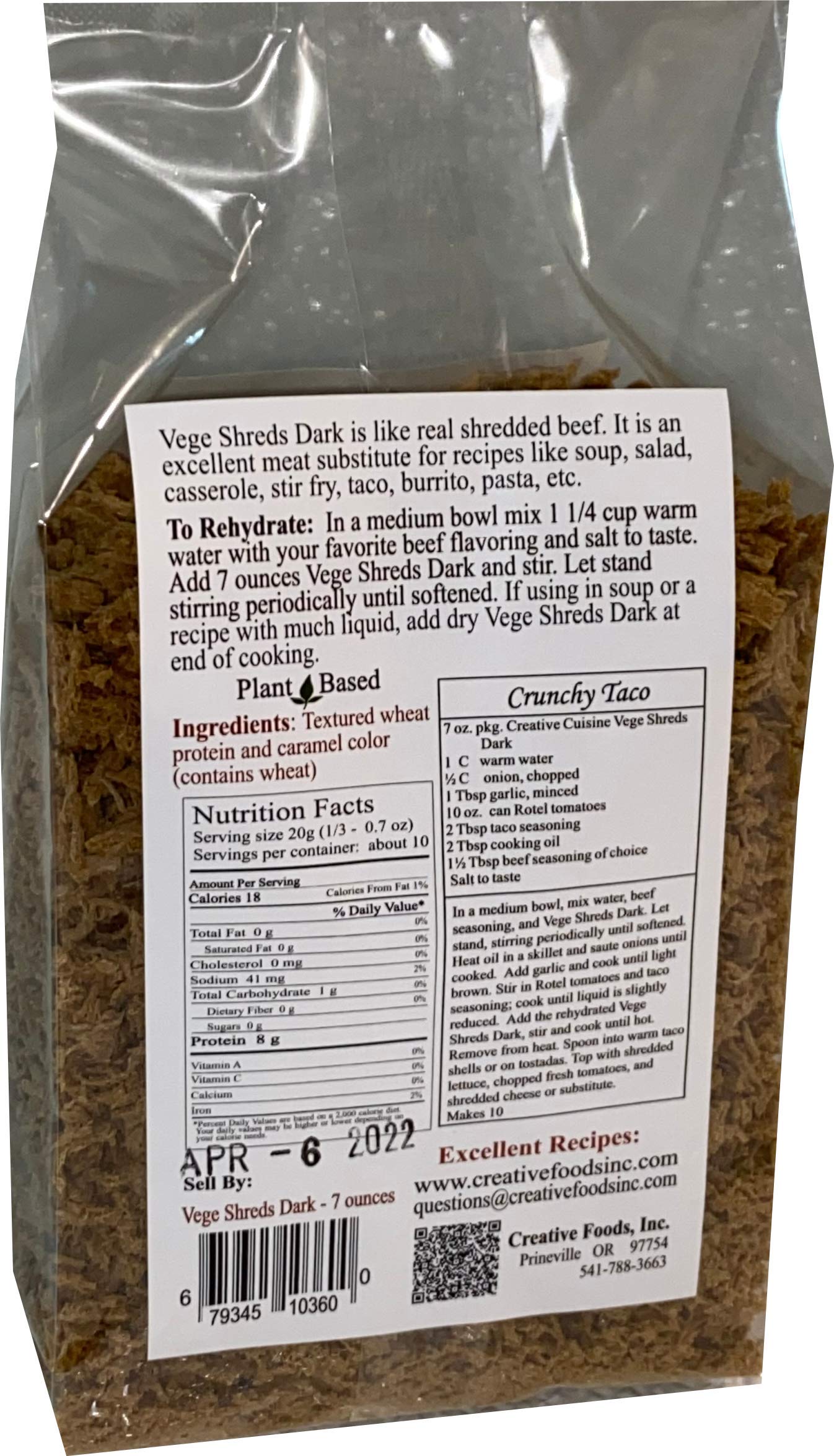 Vege Shreds Dark, Veggie Shreds, Veggie Meat (7 ounce package)