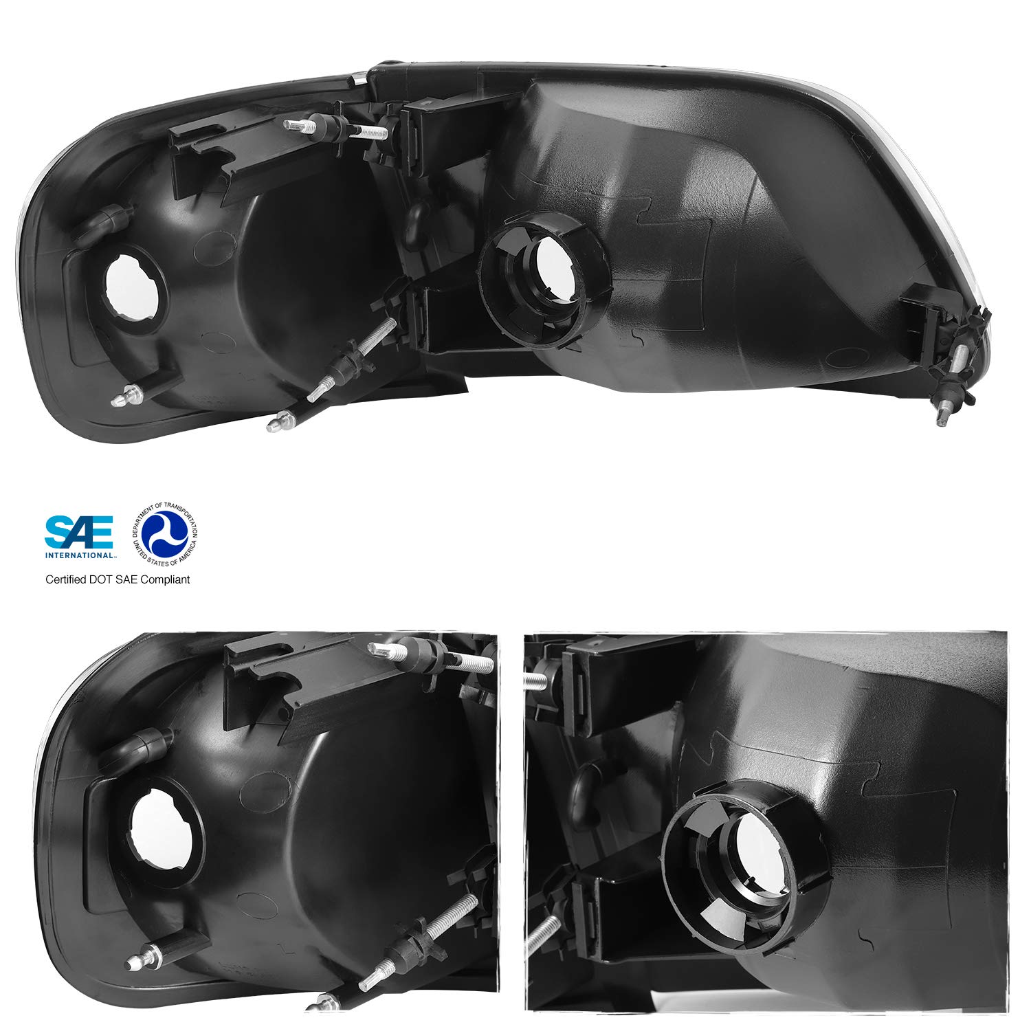 AKKON - For 1997-2003 Ford F150 F250 Light Duty Heritage Expedition OE Replacement Black Headlights Corner Left/Right Lamp