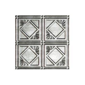 fasÄde traditional style/pattern 4 decorative vinyl glue up ceiling panel in crosshatch silver (12x12 inch sample)