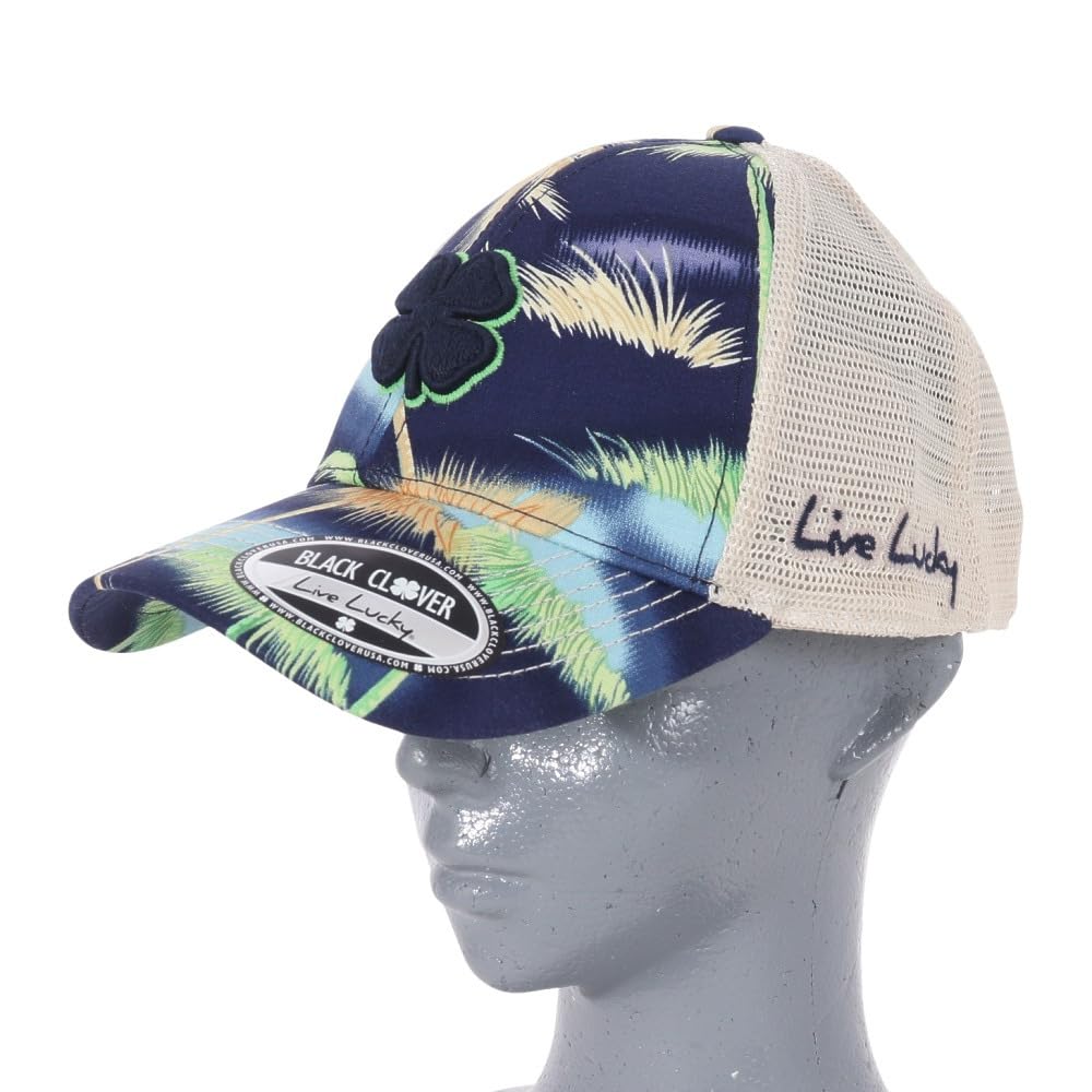 Black Clover Island Luck Hat - Tropi 2 - Navy/Lime/Khaki Mesh - Adjustable