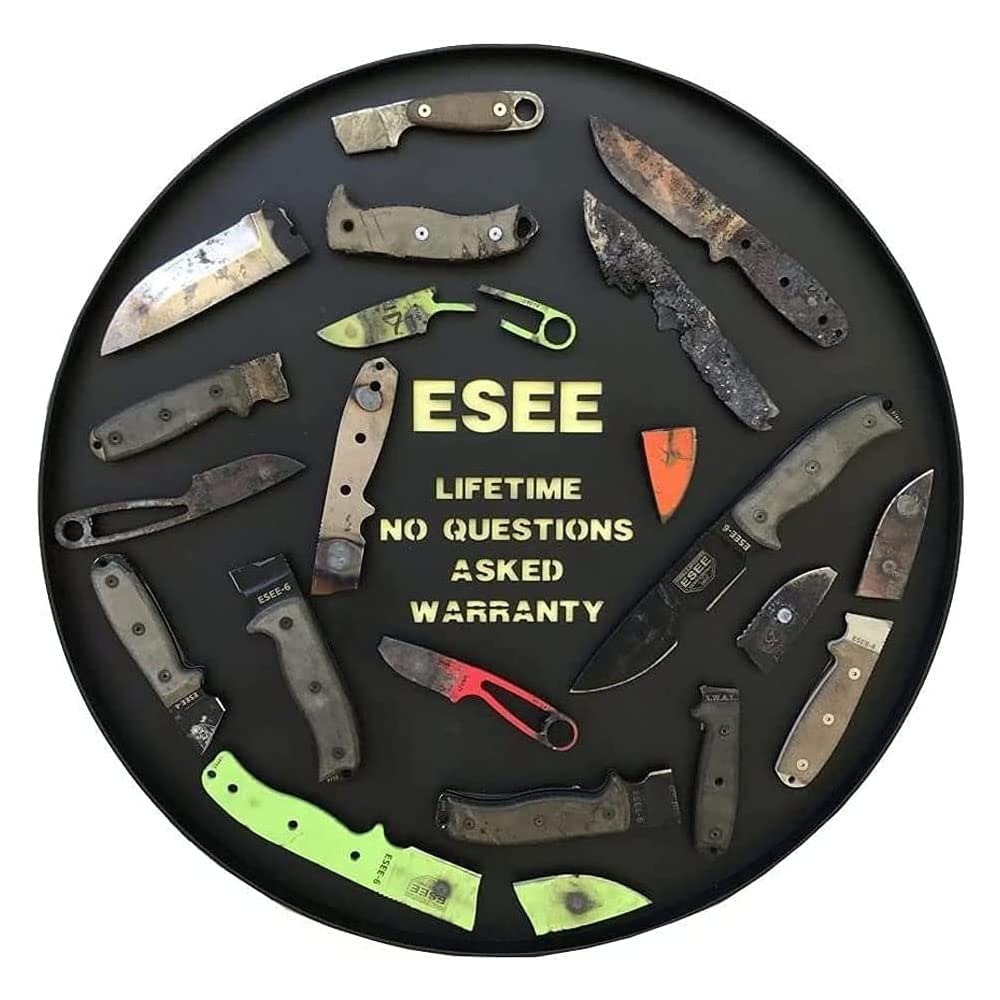 ESEE 4P Survival Knife – Field Tested Fixed Blade Knife with Molded Polymer Sheath & Clip Plate, Full Tang, Plain Edge – Durable Fixed Blade Knife with Sheath for Survival