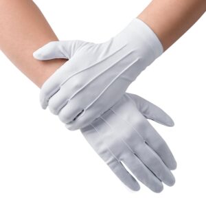 JISEN Men Police Formal Tuxedo Honor Guard Parade White Nylon Cotton Gloves 26cm