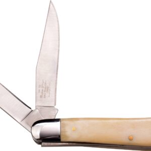 Elk Ridge - Outdoors Manual Folding Knife - 2.75 in Satin Finish Blade, Ox Bone Handle with Laser Deer Artwork - ER-220DR