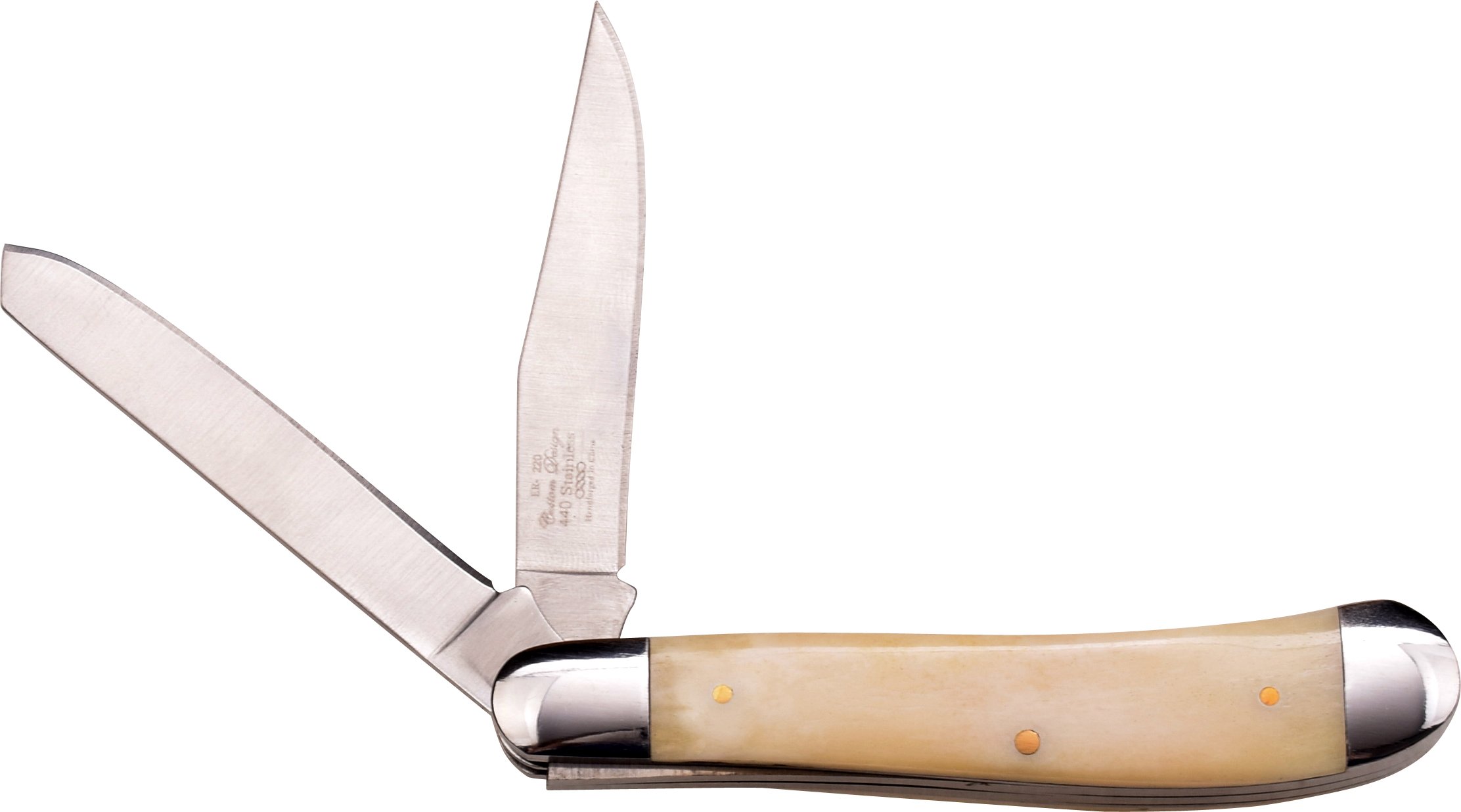 Elk Ridge - Outdoors Manual Folding Knife - 2.75 in Satin Finish Blade, Ox Bone Handle with Laser Deer Artwork - ER-220DR