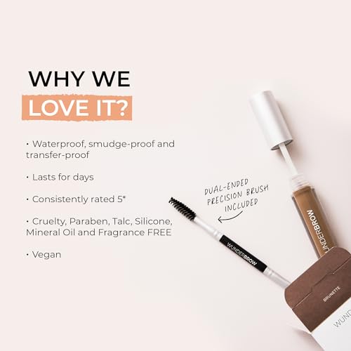 WUNDERBROW Waterproof Eyebrow Gel, Black/Brown, Vegan and Cruelty-Free