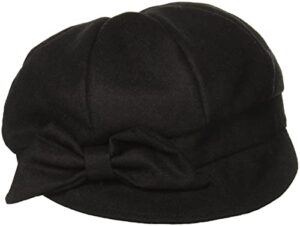 san diego hat company women's wool cap with self fabric bow, black, one size