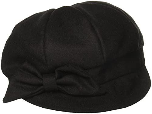 San Diego Hat Company Women's Wool Cap with Self Fabric Bow, Black, One Size