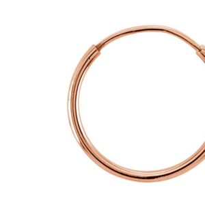 Tiny 14K Gold Thin Continuous Endless Hoop Earrings (1mm Tube) (12mm - Rose Gold)