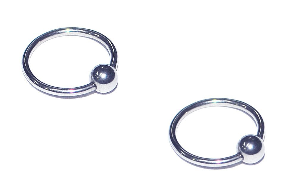 2x Pieces 18 20 Gauge 18g 20g 316L Stainless Steel Circular Captive Bead Ring CBR Septum Nipple Tragus Ring Cartilage Earring 1/4 5/16 3/8 7/16 1/2 Inch Set of 2 (18g-3/8" Diameter-3mm Bead)