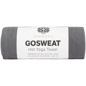 shandali hot yoga towel - suede - 100% microfiber, super absorbent, bikram yoga mat towel - exercise, fitness, pilates, and yoga gear - gray 26.5" x 72"