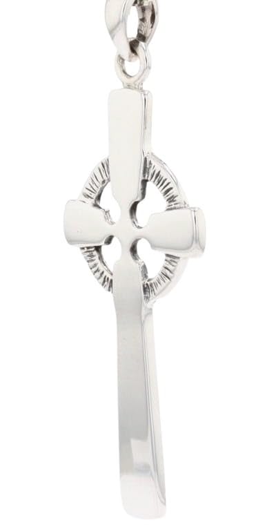 Jewelry Trends Sterling Silver Long Celtic Cross Pendant on 18 Inch Box Chain Necklace