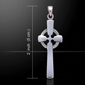 Jewelry Trends Sterling Silver Long Celtic Cross Pendant on 18 Inch Box Chain Necklace