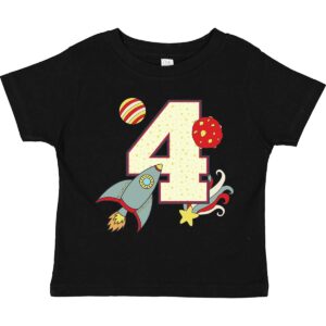 inktastic 4th Birthday Outer Space Theme Toddler T-Shirt 4T 0040 Black 2192a