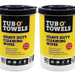 Tub O Towels TW90-2 Heavy-Duty Multi-Surface Cleaning Wipes, Citrus, 10 X 12 Inch, 2 Count