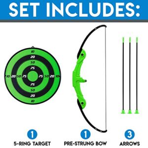 Franklin Sports Kids Archery Target Set - Indoor Bow and Arrow Set - Plastic Bow and Toy Arrows for Kids - Complete Youth Archery Set with Target Included