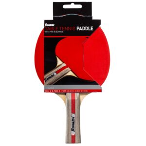 Franklin Sports Ping Pong Paddle - Performance Table Tennis Racket - Wooden Pro Style Paddle with Rubber Surface - Red + Gray