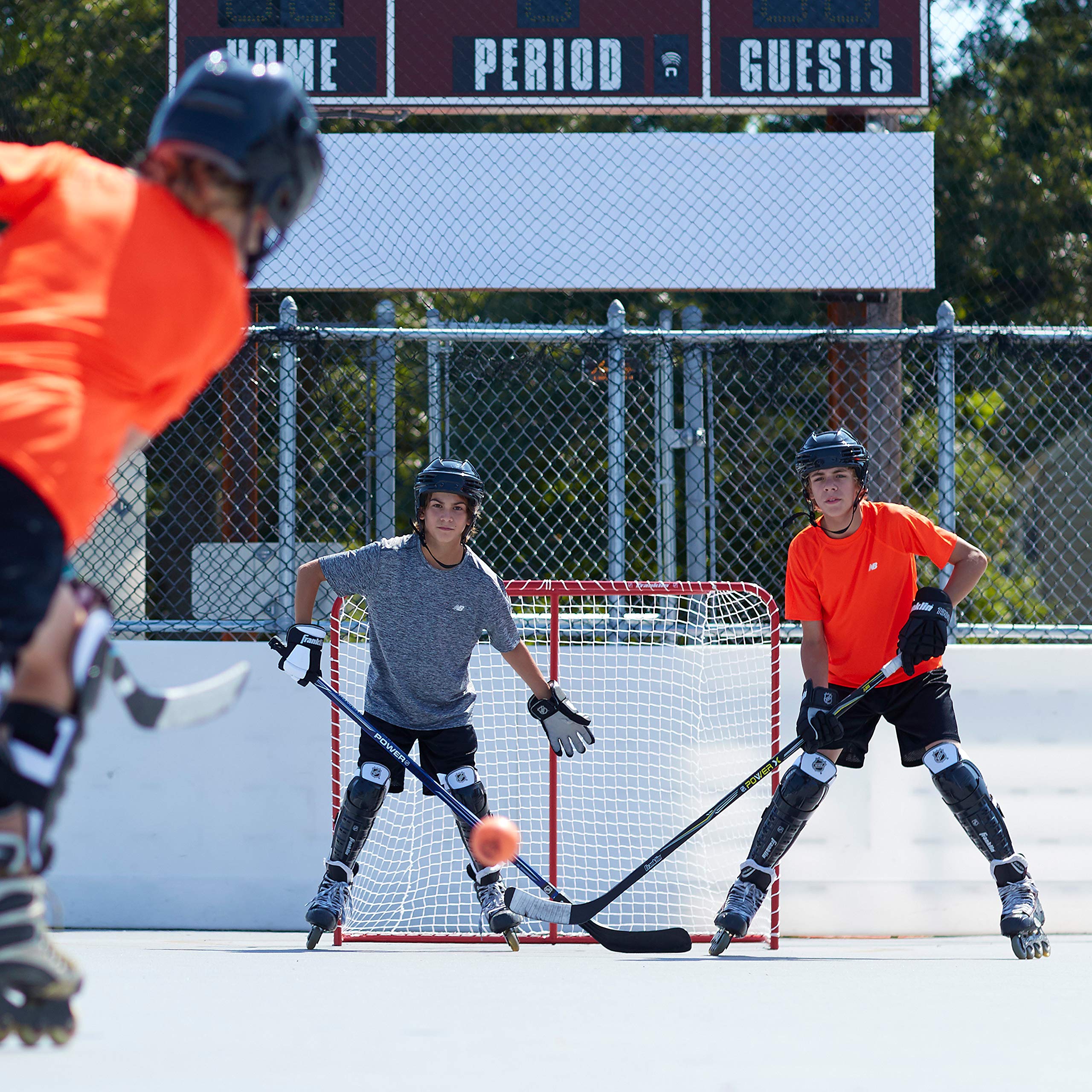 Franklin Sports Youth Street Hockey Net - Indoor + Outdoor Steel Hockey Goal for Kids Roller + Street Hockey - Portable Junior Goal - 54"