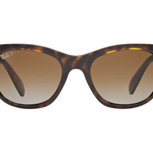 Ray-Ban Women's RB4216 Square Sunglasses, Light Havana/Polarized Brown Gradient, 56 mm