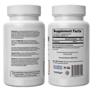 Superior Labs – Best D-Mannose NonGMO Dietary Supplement – 500mg, 120 Vegetable Capsules – Powerful Prebiotic – Boosts Urinary Tract Health – Supports Digestive Health & Liver Function