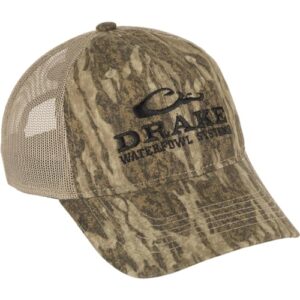 drake waterfowl mesh-back camo cap mossy oak bottomland one size fits most