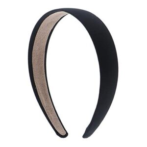 motique accessories black 1 inch satin hard headband for women and girls