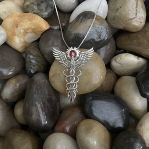 Jewelry Trends Rising Phoenix Fire Bird with Snakes Sterling Silver Pendant Necklace