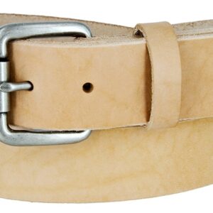 Natural Finish Full Grain Leather Belt with Roller Buckle 1 1/2" (Natural,36)