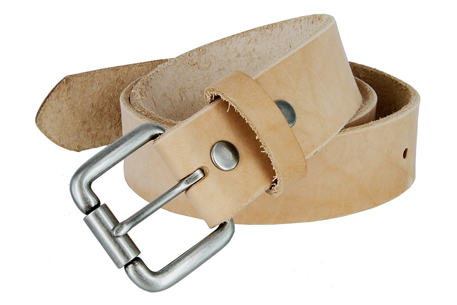 Natural Finish Full Grain Leather Belt with Roller Buckle 1 1/2" (Natural,36)