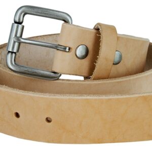 Natural Finish Full Grain Leather Belt with Roller Buckle 1 1/2" (Natural,36)