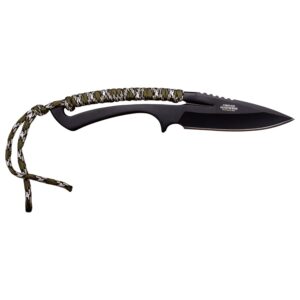 Survivor HK-767CA Fixed Blade Outdoor Knife, Black Blade, Cord-Wrapped Handle, 8-Inch Overall