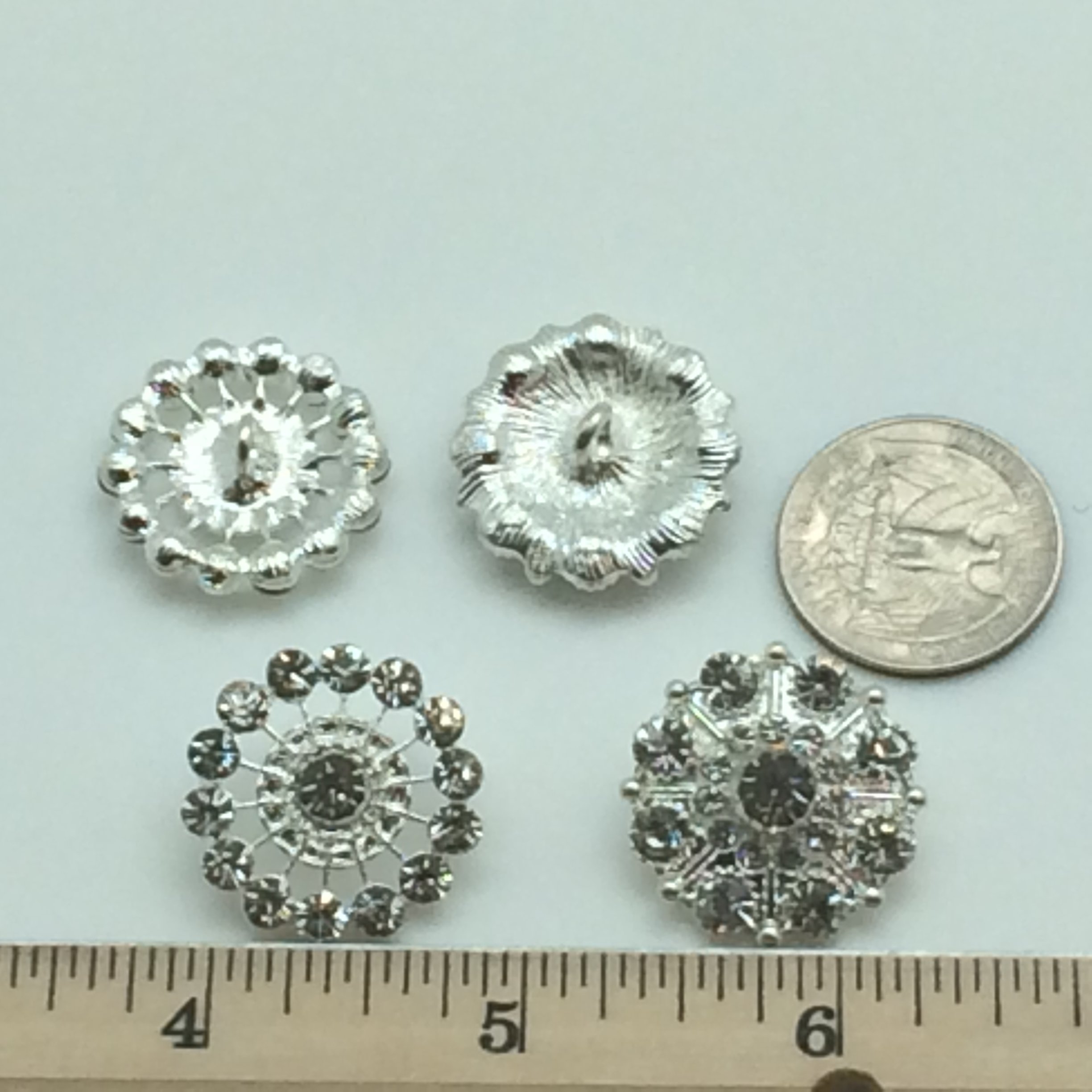 PEPPERLONELY Brand 12PC Mixed Style Acrylic Pearl Rhinestone Flat Back Alloy Metal Embellishments & Sew On Buttons 13/16~1-3/16 Inch