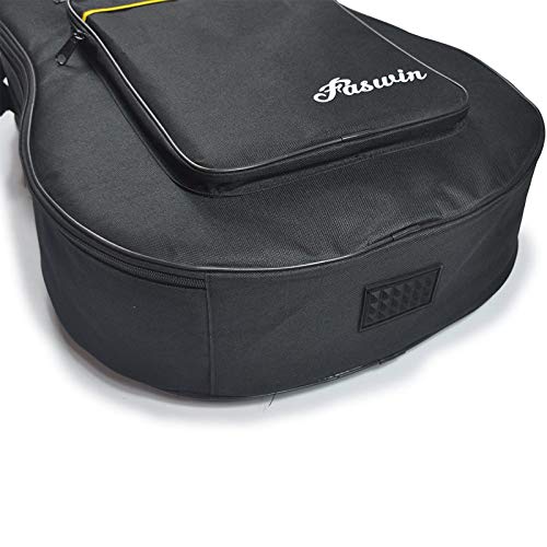 Faswin 41 Inches Guitar Bag Dual Adjustable Shoulder Strap Acoustic Guitar Gig Bag, Guitar Case Waterproof Oxford Cloth 0.3 Inch Thicken Sponge Pad, Black