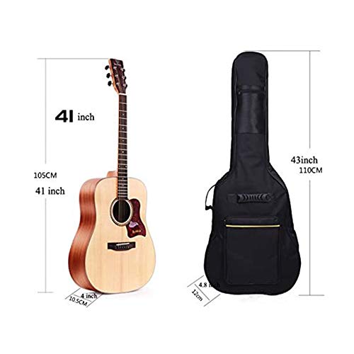 Faswin 41 Inches Guitar Bag Dual Adjustable Shoulder Strap Acoustic Guitar Gig Bag, Guitar Case Waterproof Oxford Cloth 0.3 Inch Thicken Sponge Pad, Black