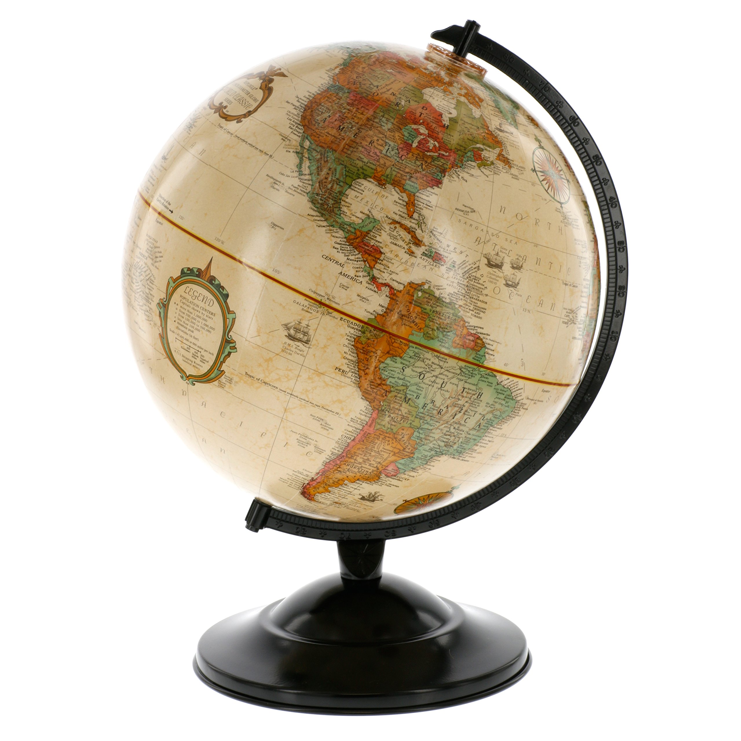 Replogle Globe With Antique Shading - Raised Relief Topographical Political Globe - Updated Country Lines - Perfect for a Classroom, Home or the Office (12" Diameter with Metal Base)