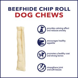 Pet Factory 100% Made in USA Beefhide 5" Chip Rolls Dog Chew Treats - Natural Flavor, 18 Count/1 Pack