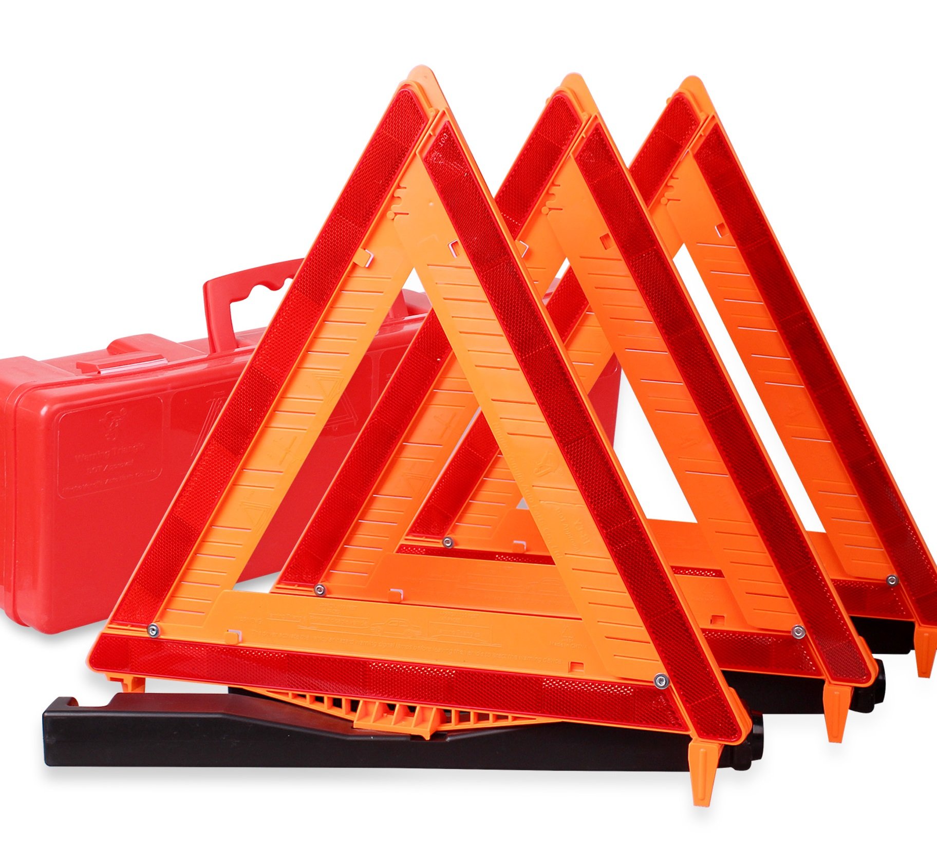 CARTMAN 3 Pack Warning Triangle DOT Approved Identical to United States FMVSS 571 125 Reflective Warning Road Safety Triangle Kit