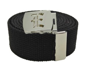 bodyjewelryonline old english initial e canvas military web black belt & silver buckle 60 inch