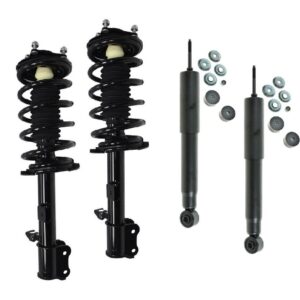 DTA 70032 Full Set 2 Front Complete Struts with Springs and Mounts + 2 Rear Shocks 4-pc Set Compatible with 2001-2006 Mazda Tribute, 2005-2007 Mercury Mariner, 2001-2007 Ford Escape