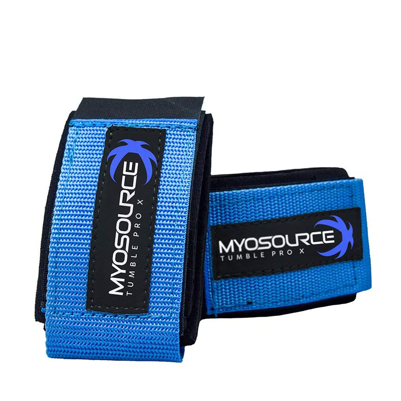 Myosource Kinetic Bands Tumble Pro X Ankle Straps Kit – Cheerleading Standing Tumbling Equipment, Gymnastics Backhandspring Trainer – Includes Flexibility Stunt Stretch Strap – Blue