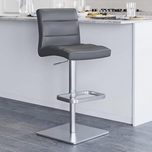 Zuri Furniture Modern Adjustable Height Slate Lush Bar Stool with Brushed Square Base