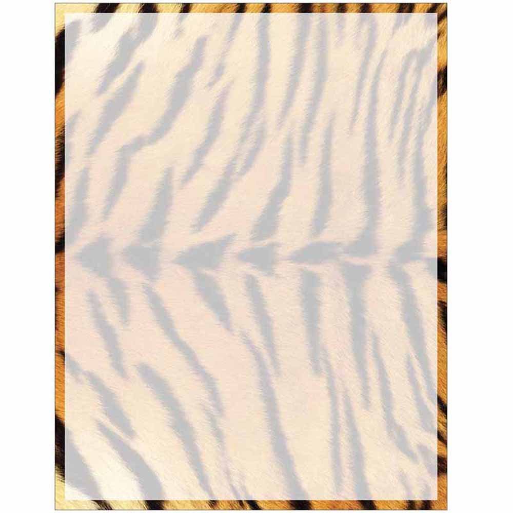 Full Tiger Print with Border Stationery Letter Paper - Wildlife Animal Theme Design - Gift - Business - Office - Party - School Supplies