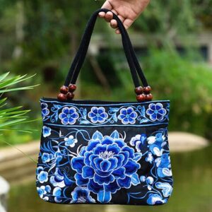 Embroidered Women Handbags Flower Embroidery Ethnic Shoulder Bags Hmong Tote Purse