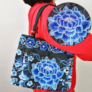 Embroidered Women Handbags Flower Embroidery Ethnic Shoulder Bags Hmong Tote Purse